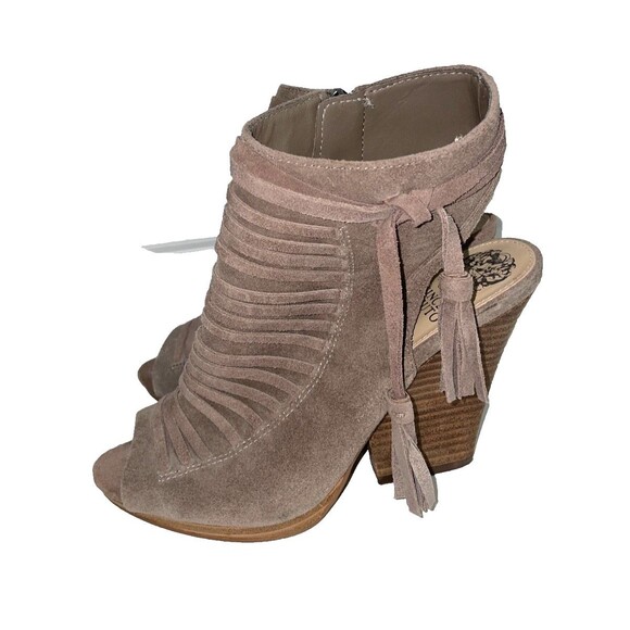 Vince Camuto Women’s Janessa Peep Toe Ankle Boot size 7.5/37.5 Suede Tassel Boho - Picture 1 of 7